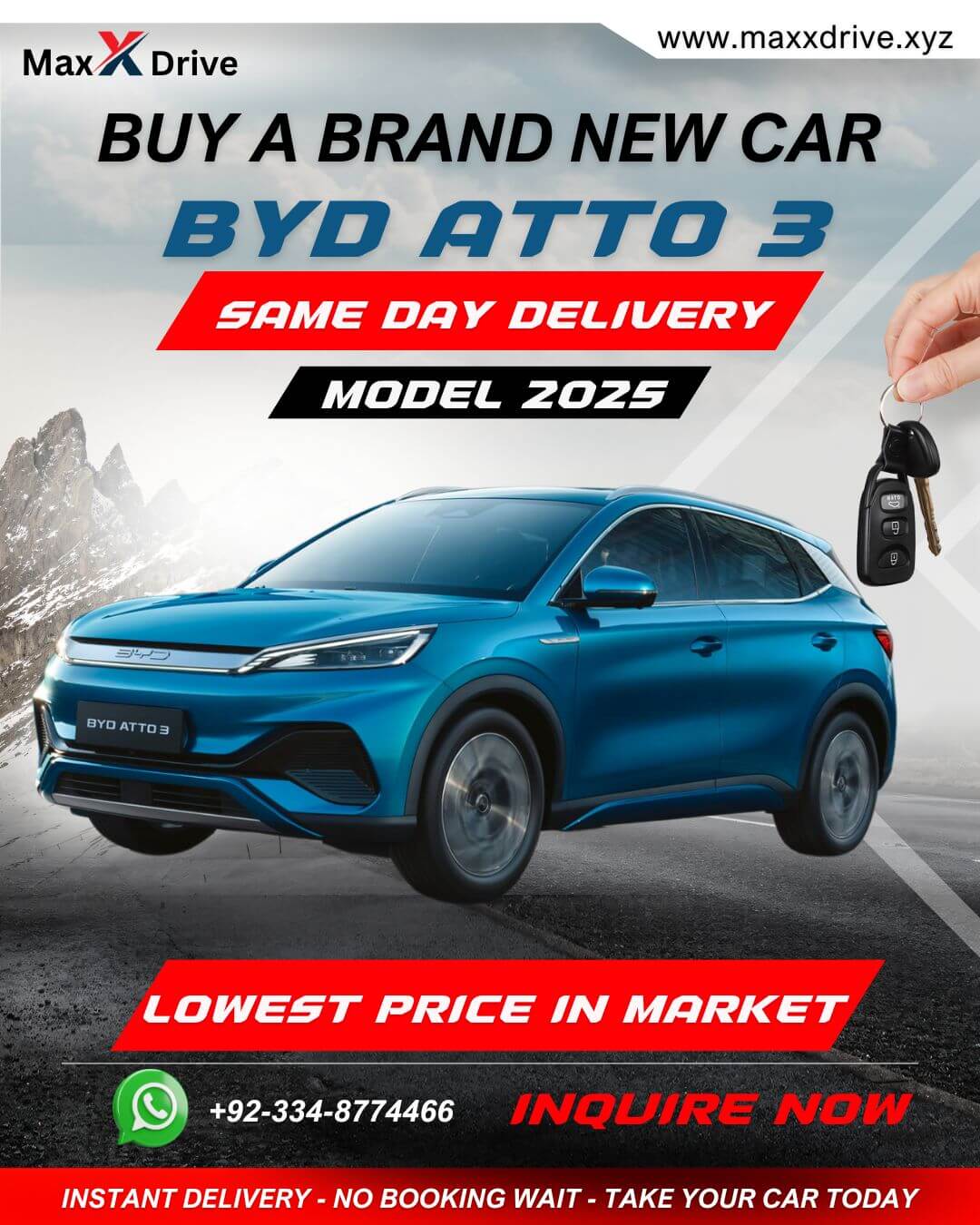 BYD ATTO 3 2025 electric SUV for sale in Karachi at MaxX Drive showroom