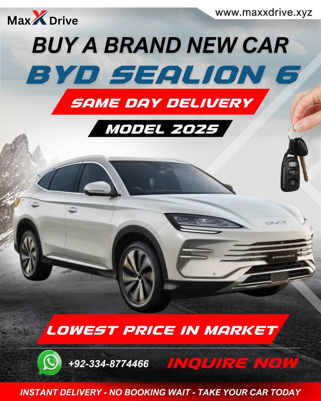 Brand new BYD Sealion 6 2025 electric SUV at MaxX Drive showroom in Clifton Karachi